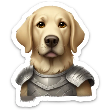 shaggy labrador-like dog in protective armor sticker