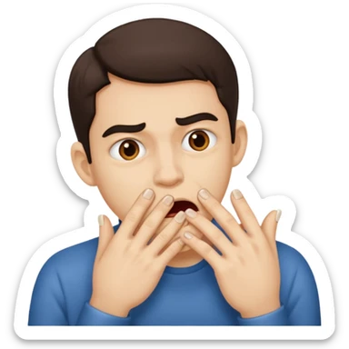 nervously bitting finger nails sticker