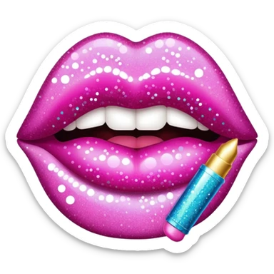 glitter pink kiss  sticker