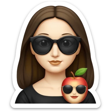 Mona Lisa wearing classic black sunglasses, apple emoji style sticker