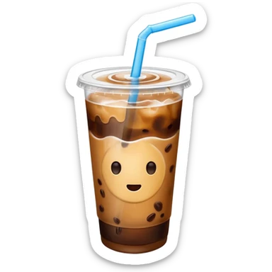  plastic cup of iced coffee with straw sticker