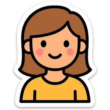 a wonderful girl with brown hair, color outline icon style sticker