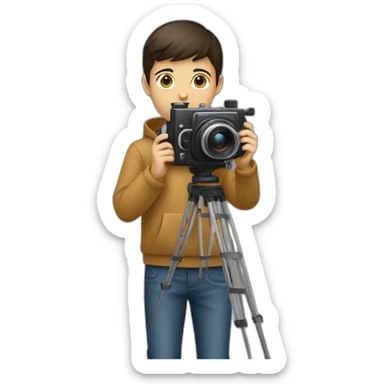 Brunette boy teenager holding a cinema camera  sticker