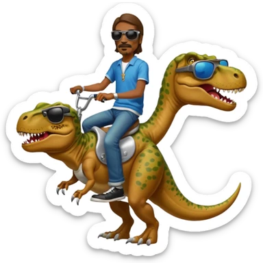 Snoop Dog riding a t. rex sticker