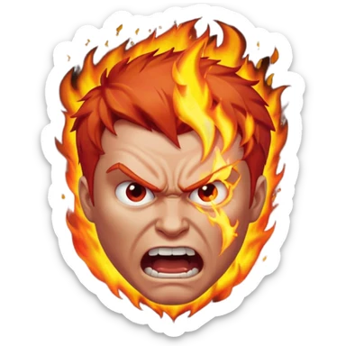 burning angry bodybuilder red haired man sticker
