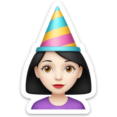 party hatted old girl sticker