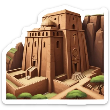 Create the rock hewn Church of Saint George in Lalibela, Ethiopia into an iOS style emoji. Make it HD and precise. sticker