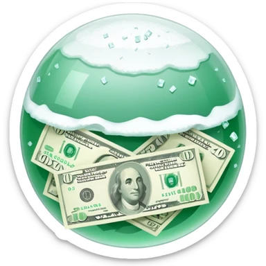 Snow ball with dollar bills  sticker