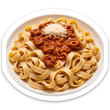 Cinematic Realistic Tagliatelle al Rag√π Dish Emoji, showcasing hand‚Äêcut pasta enveloped in a rich, slow‚Äêcooked meat sauce rendered with detailed textures and hearty, inviting lighting. sticker