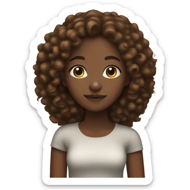 black girl with brown curly hsir brown eyes  sticker
