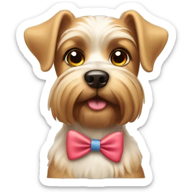 yorkshire dog using a cute bow in his head sticker