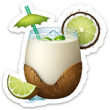 hawaii coconut drink with lemon sticker