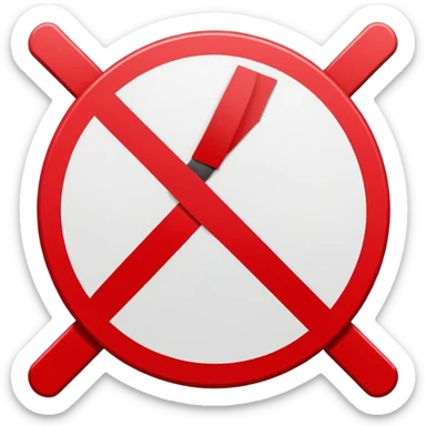 Red prohibition sign, circle with diagonal line crossing through it sticker