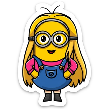female minion with long blonde hair and lipstick sticker