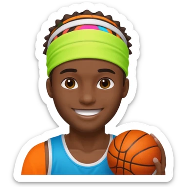 Basketball guy with neon headband sticker