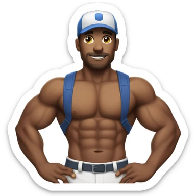 Trainer with 6 pack abs and a baseball cap  sticker