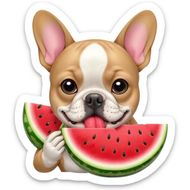 French Bulldog eats watermelon  sticker