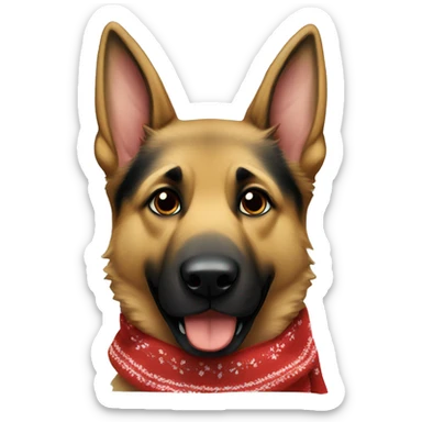 german shepherd with a christmas scarf  sticker