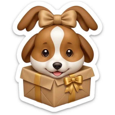 Dog in wrapped paper new yaer sticker