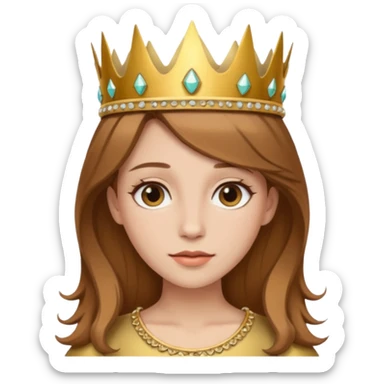 Kumral kahverengi saçlı bir kadın kafasında taç sticker