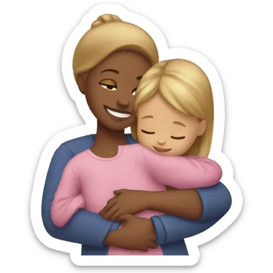 girl with baby girl hugging sticker
