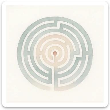 a maze in a watercolor art style, soft and artistic sticker