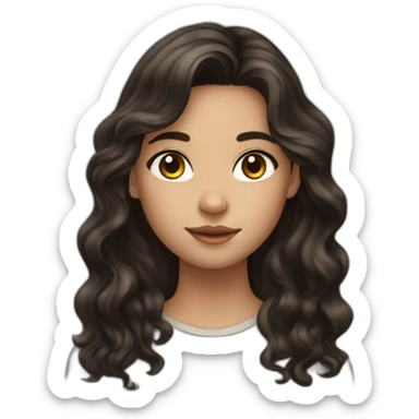 girl with dark brown wavy long hair, freckles and dark eyes sticker