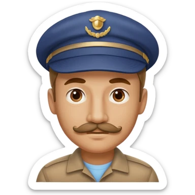 A man who look like hitler with tiny mustache wearing cap sticker