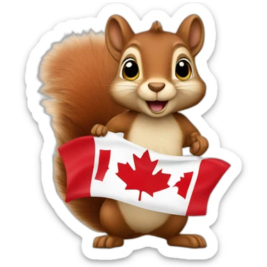 a squirrel with a canadian flag sticker