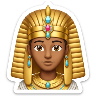 Egyptian Pharaoh, emoji style, with professional lighting, no face on objects, white background sticker