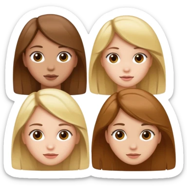 4 white girls hanging out 3 with brown hair 1 with blonde sticker