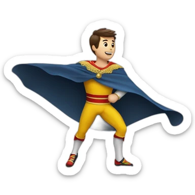 a runner. with the posture of open arms greeting the public. in one arm he carries a bullfighter's cape sticker
