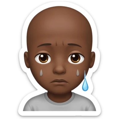 Little bald sad black boy sticker