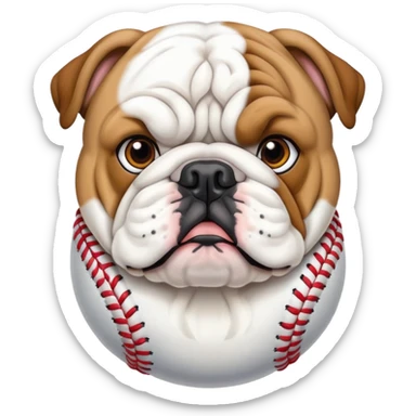 English bulldog white, baseball sticker