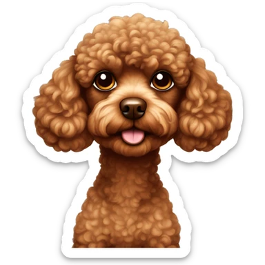 Brown colored toy poodle giving side eye sticker