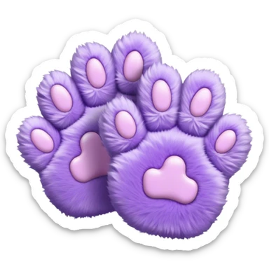 Pastel purple fuzzy cozy furry cat paw gloves  sticker