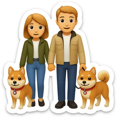 Make the couple have brown hair in emoji style with no background. sticker