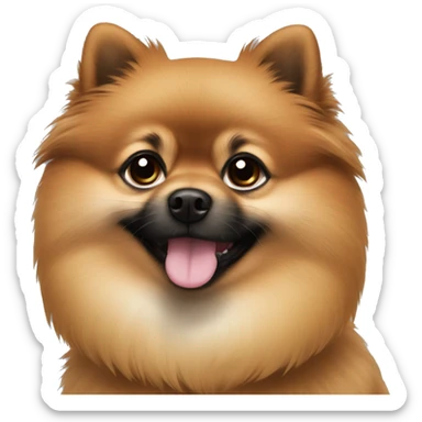 Brown Pomerania with black mouth sticker
