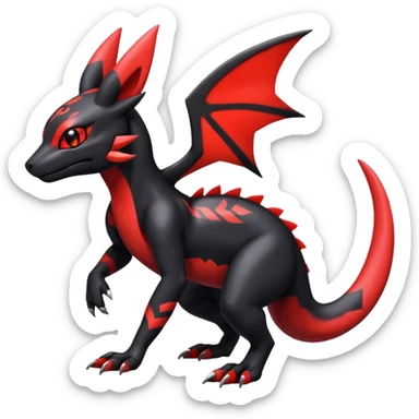 Shiny Cool Exotic Colorful Guilmon-Salandit-Umbreon-Fakémon-hybrid-creature (full body)  sticker