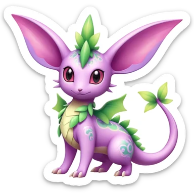Shiny Exotic Cute Adorable Majestic Ethereal Sparkly Flygon-Espeon-Meganium-Shaymin-Hybrid-Creature with pattern-markings sticker
