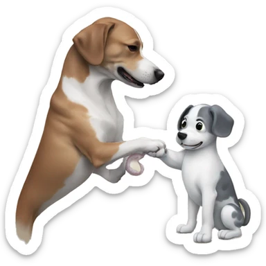 dog handshake with octopus sticker