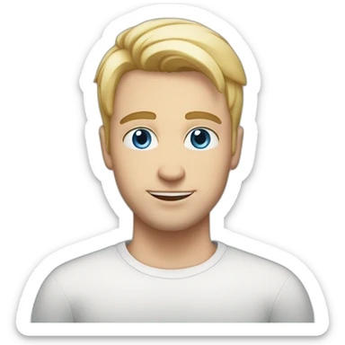 32 years old european tall guy with short straight blonde hair and piercing blue eyes sticker