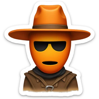 A orange stickmen with a hat which is not a cowboy hat but regular hat sticker