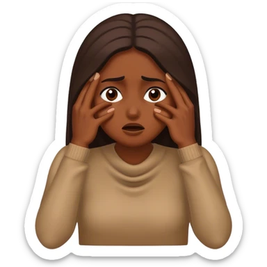 Brown Woman shielding her face in fear  sticker