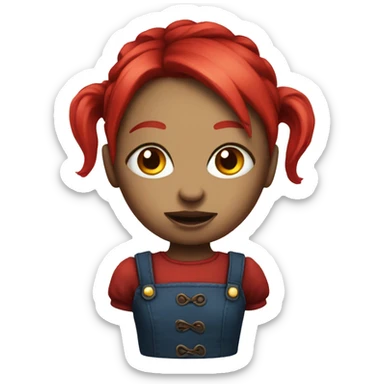 Scary doll with red pigtails sticker
