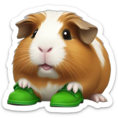 Guinea pig with green boots sticker
