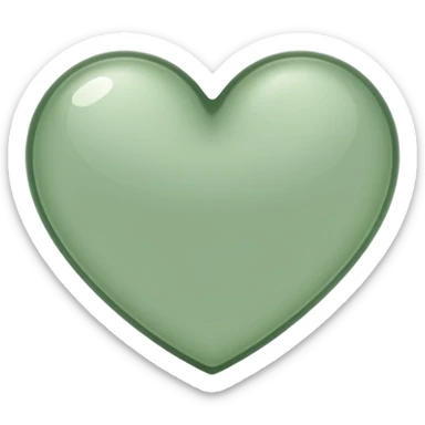 sage green heart with transparent bg without highlights, more thin and narrow sticker