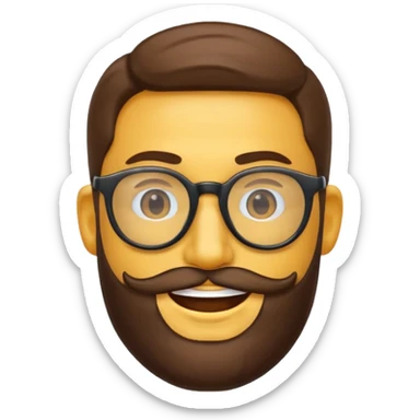 Quiero un emoji de un hombre pelado, con lentes y barba sticker