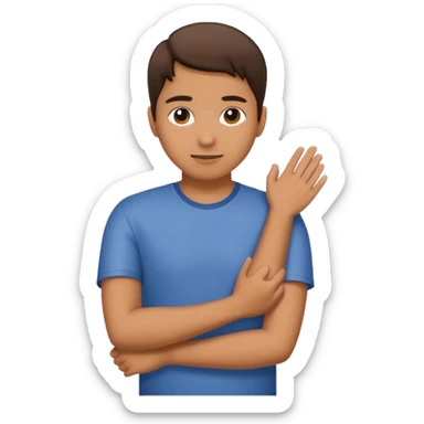 A Hand on placed on another persons shoulder zoomed in but you only see the one person and the hand on the shoulder which is coming from behind them like holding their shoulder  sticker