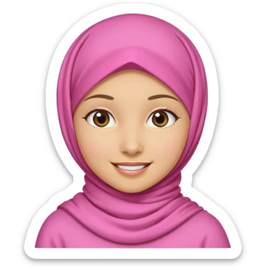A medium light skin girl with pink hijab smile JANGAN KELIHATAN GIGI sticker